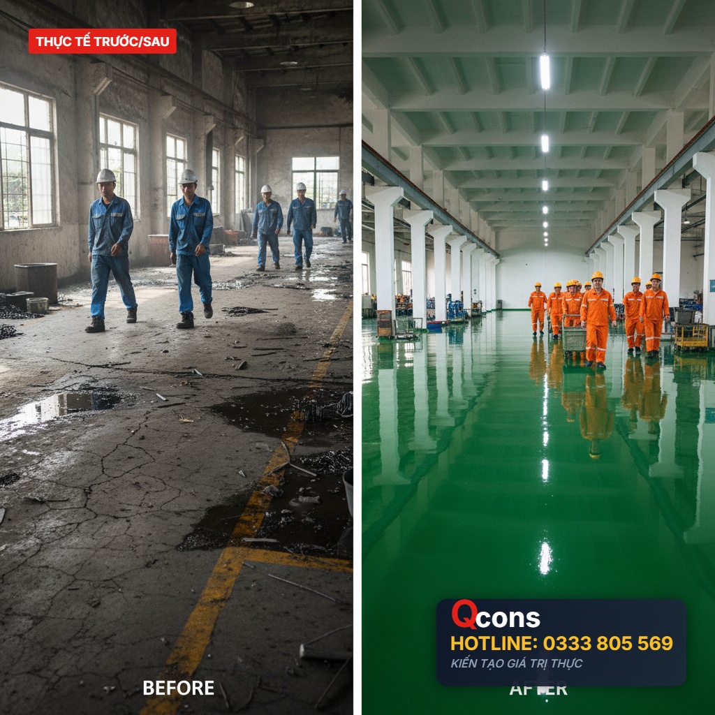 Xử lý nền xuống cấp bằng Epoxy