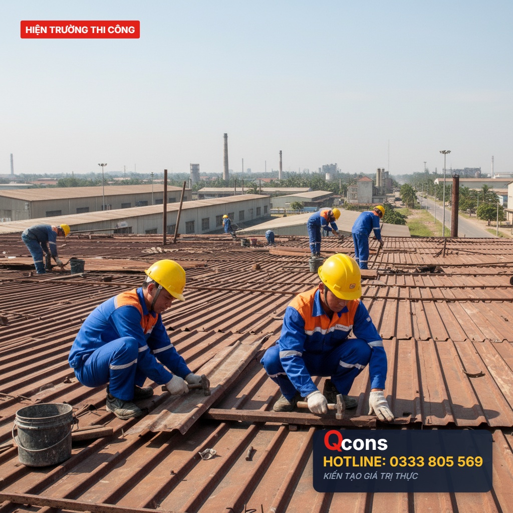 Thay tôn mái nhà xưởng