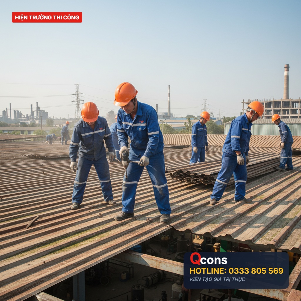 Thay tôn mái nhà xưởng