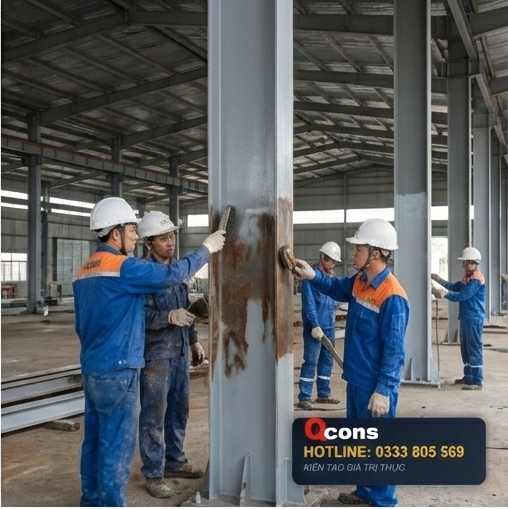 Sơn cột thép nhà xưởng