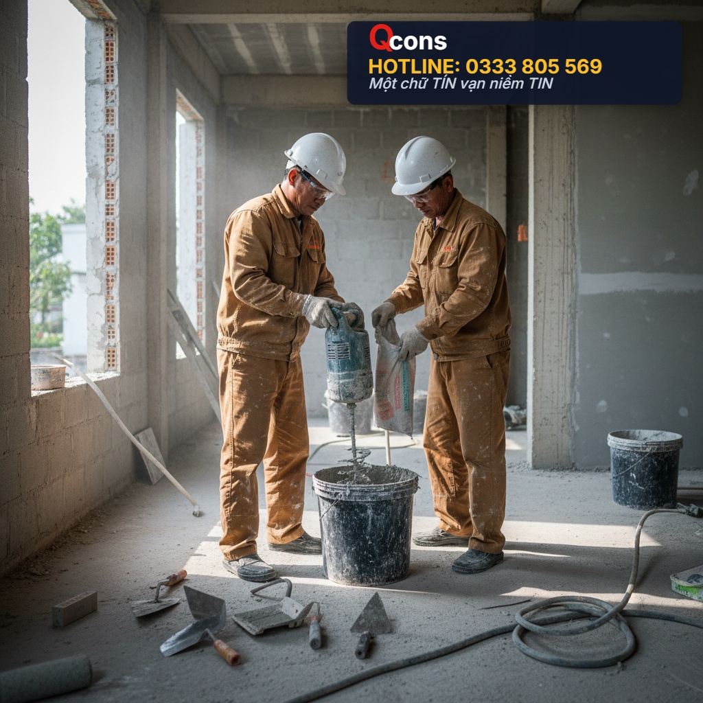 Pha bột trét tường