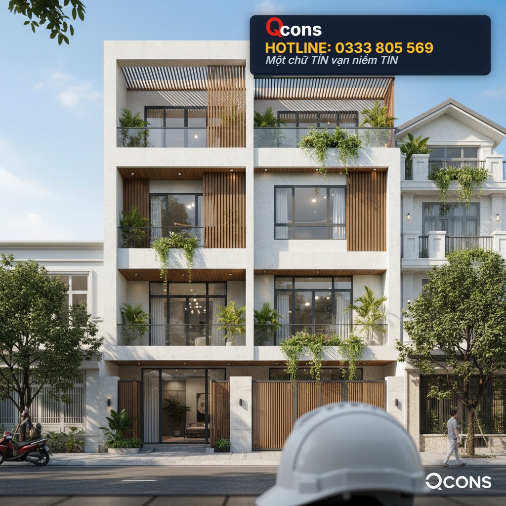 Mặt tiền nhà hoàn thiện sau sửa chữa