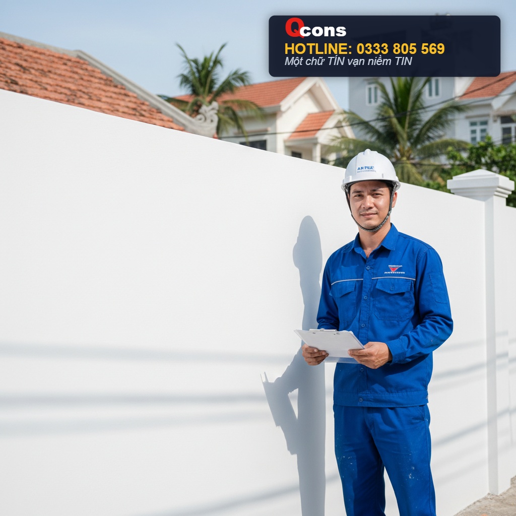 Tường rào hoàn thiện sau sửa chữa