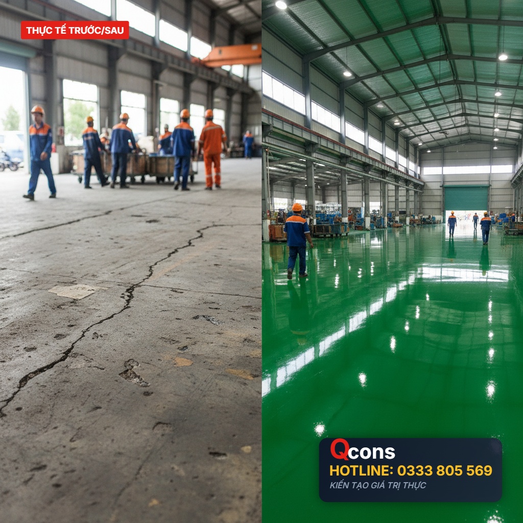 Sơn epoxy nền nhà xưởng đã xuống cấp