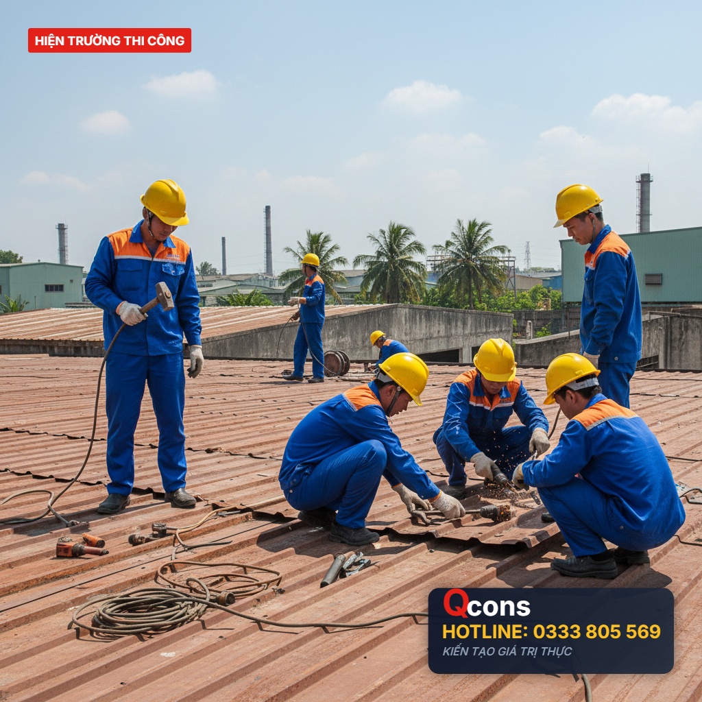 Thay tôn mái nhà xưởng