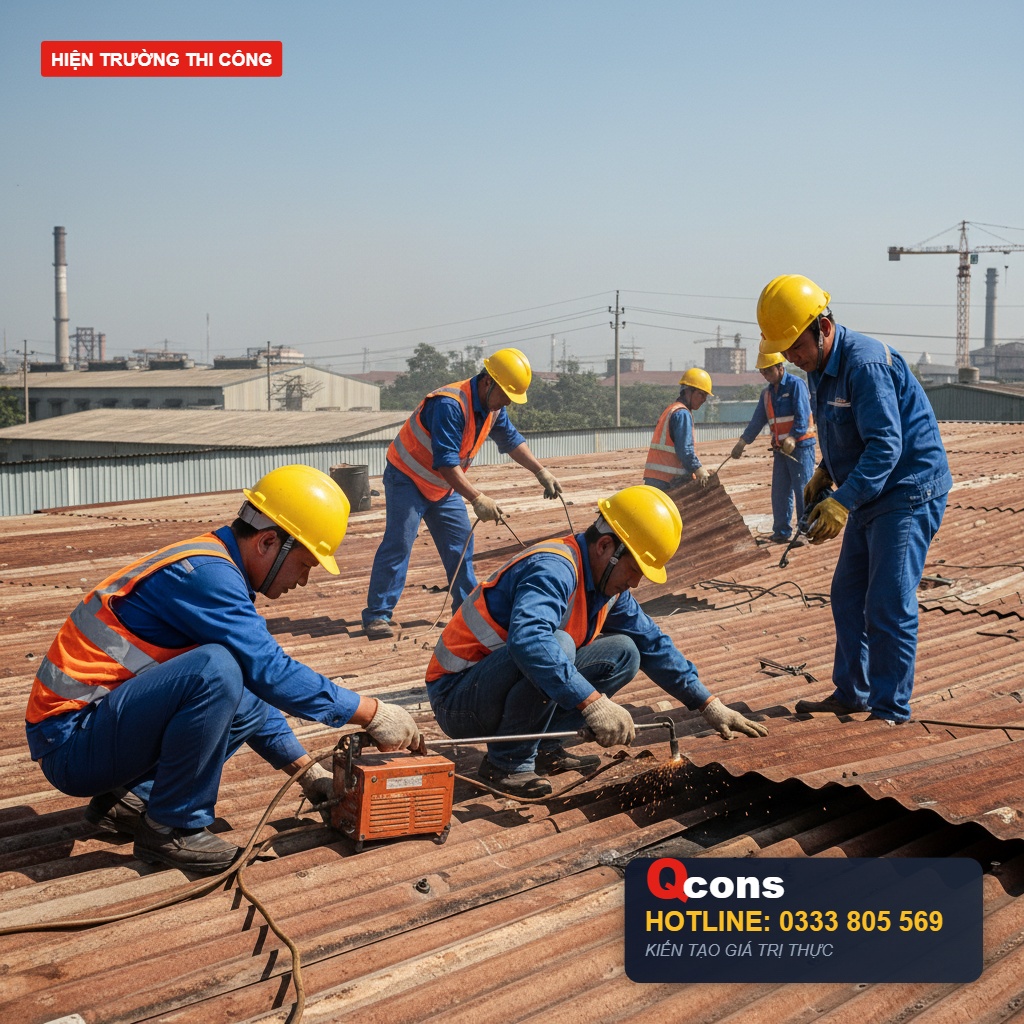 Thi công sửa chữa mái tôn nhà xưởng