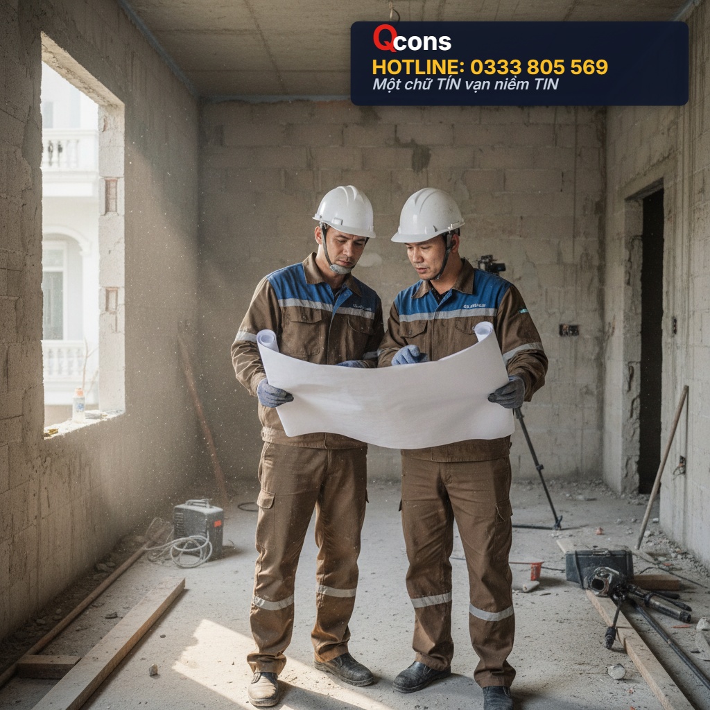 Qcons thi công theo bản vẽ thiết kế