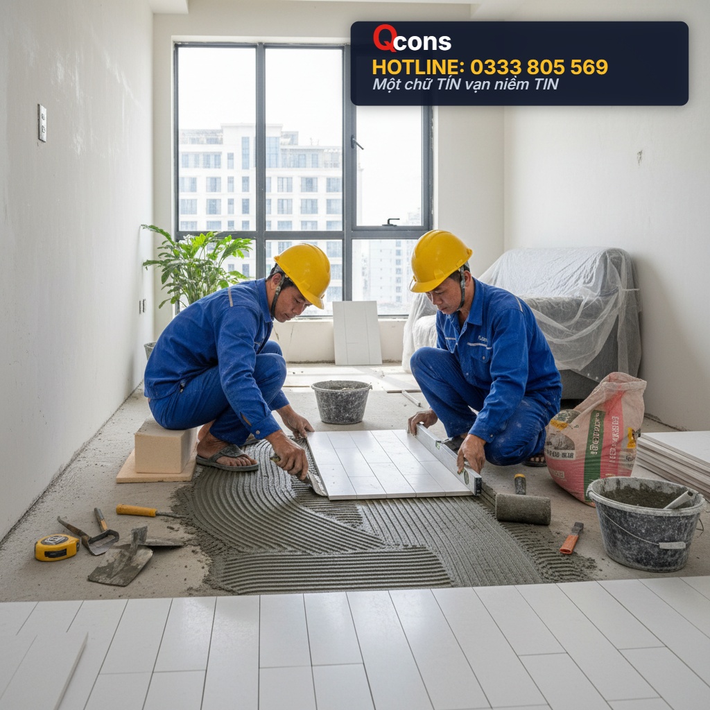 Lát gạch nền nhà phố