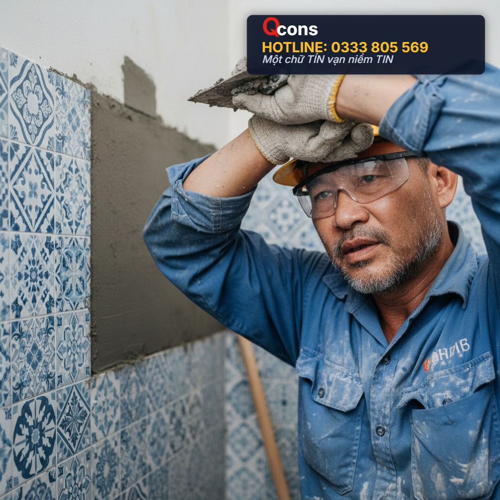 Công tác ốp gạch tường