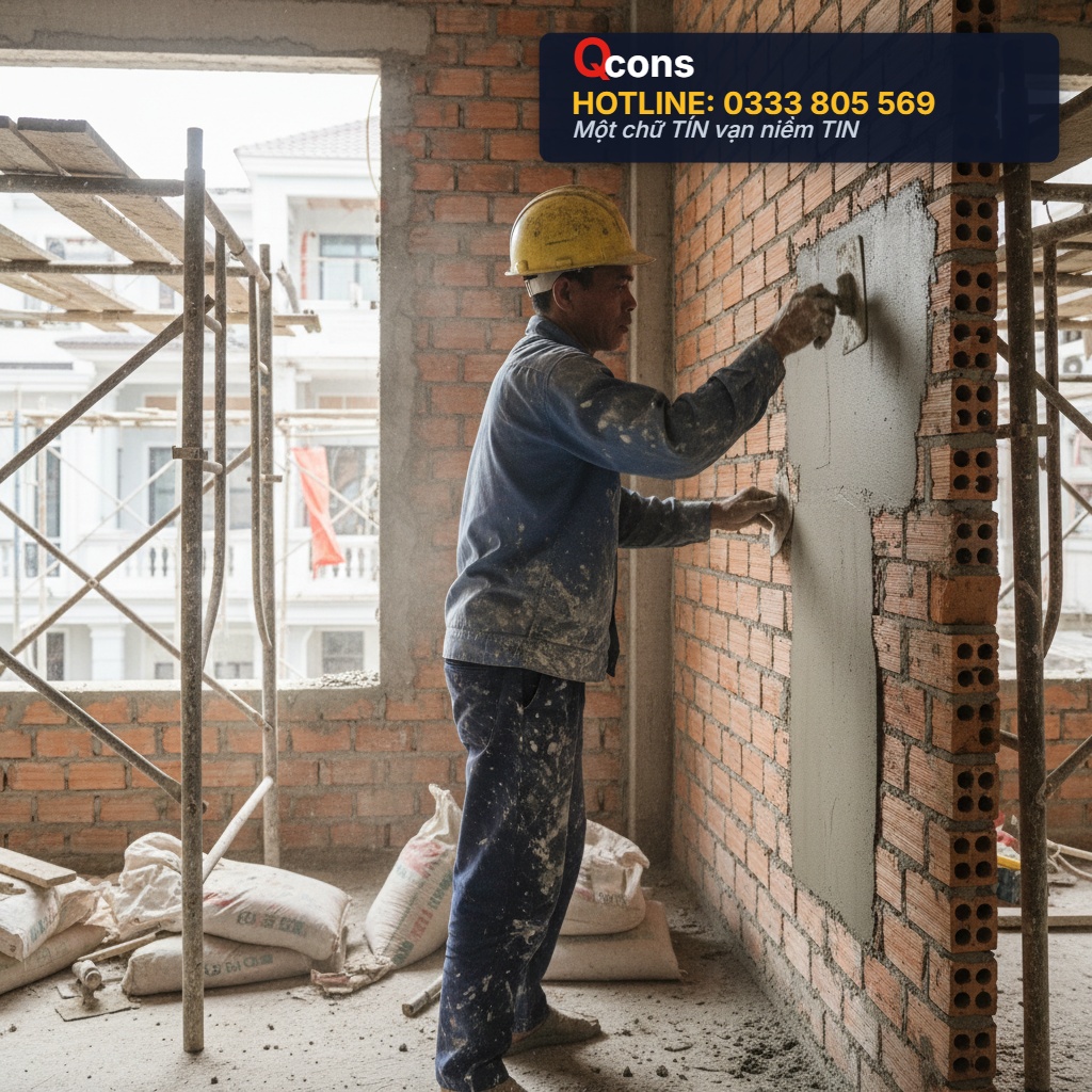 công tác trát tường nhà