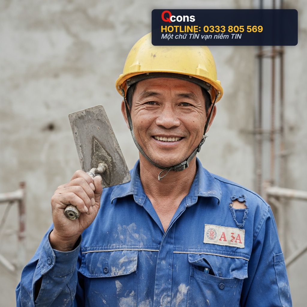 Công nhân đang thi công