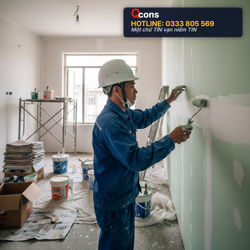 Thi công sơn tường