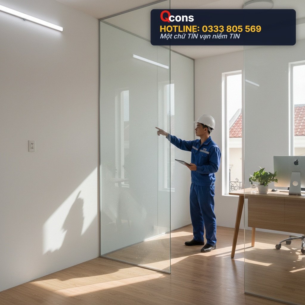 Lắp đặt vách kính cường lực