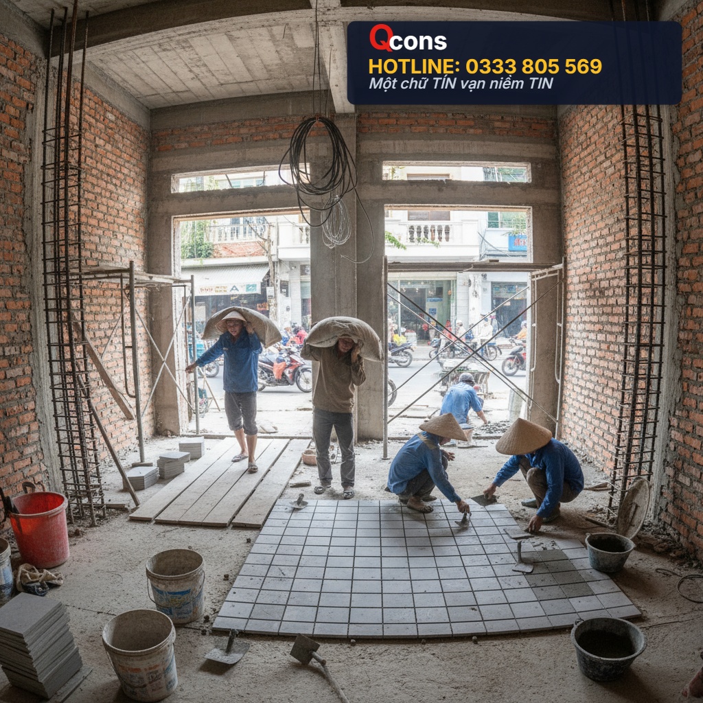 Công tác lát gạch nền