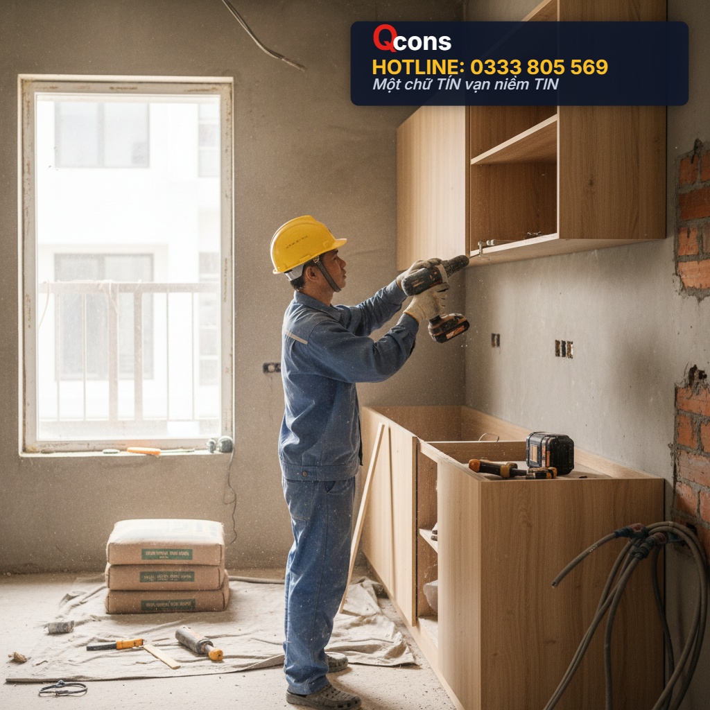 Thi công lắp đặt tủ bếp