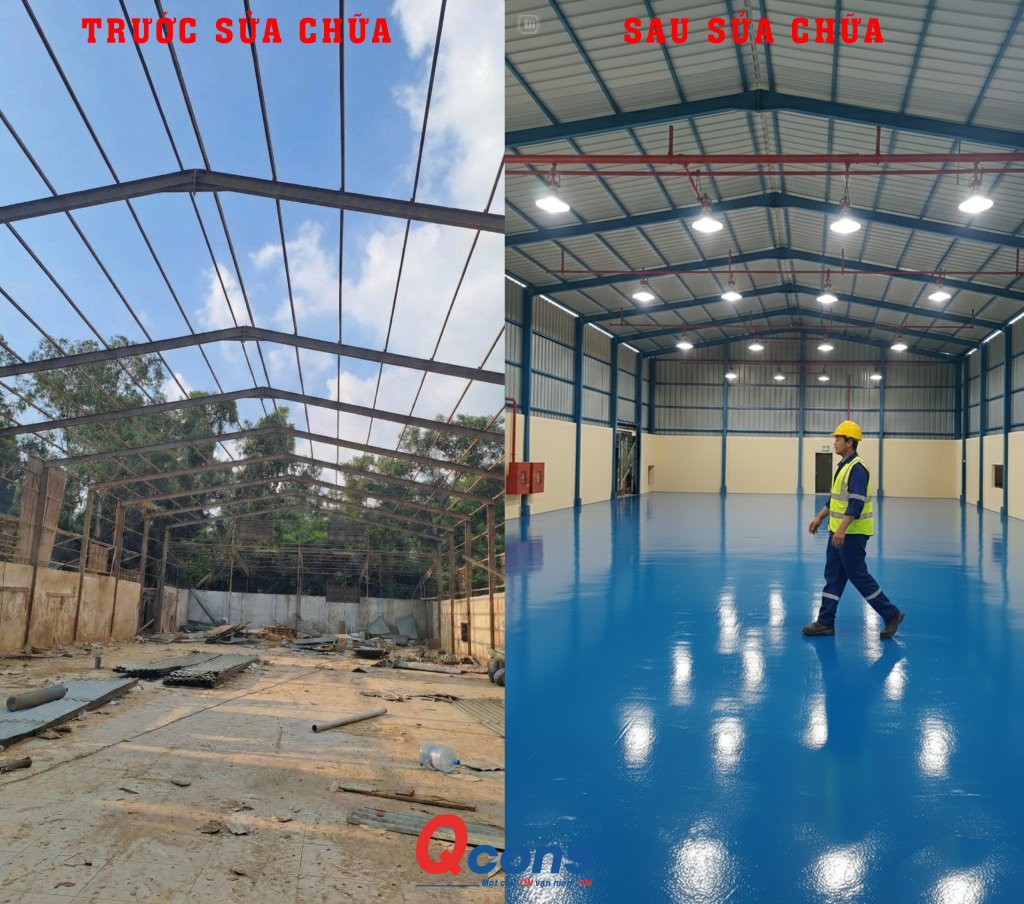 Xưởng cho thuê trước và sau nâng cấp