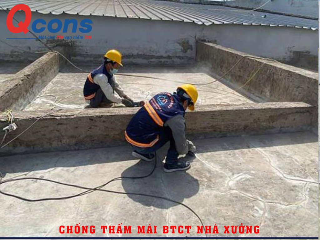 Chống thấm mái BTCT xưởng Huệ Linh - KCN Vĩnh Lộc