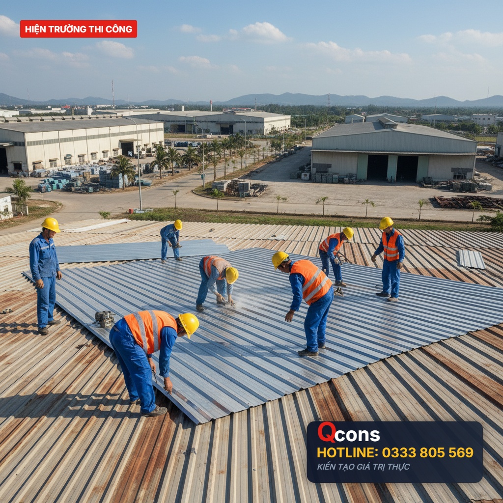 Thay tôn mái nhà xưởng