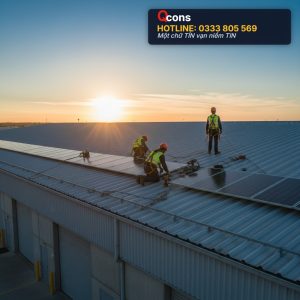 Lắp tấm điện năng lượng cho nhà xưởng
