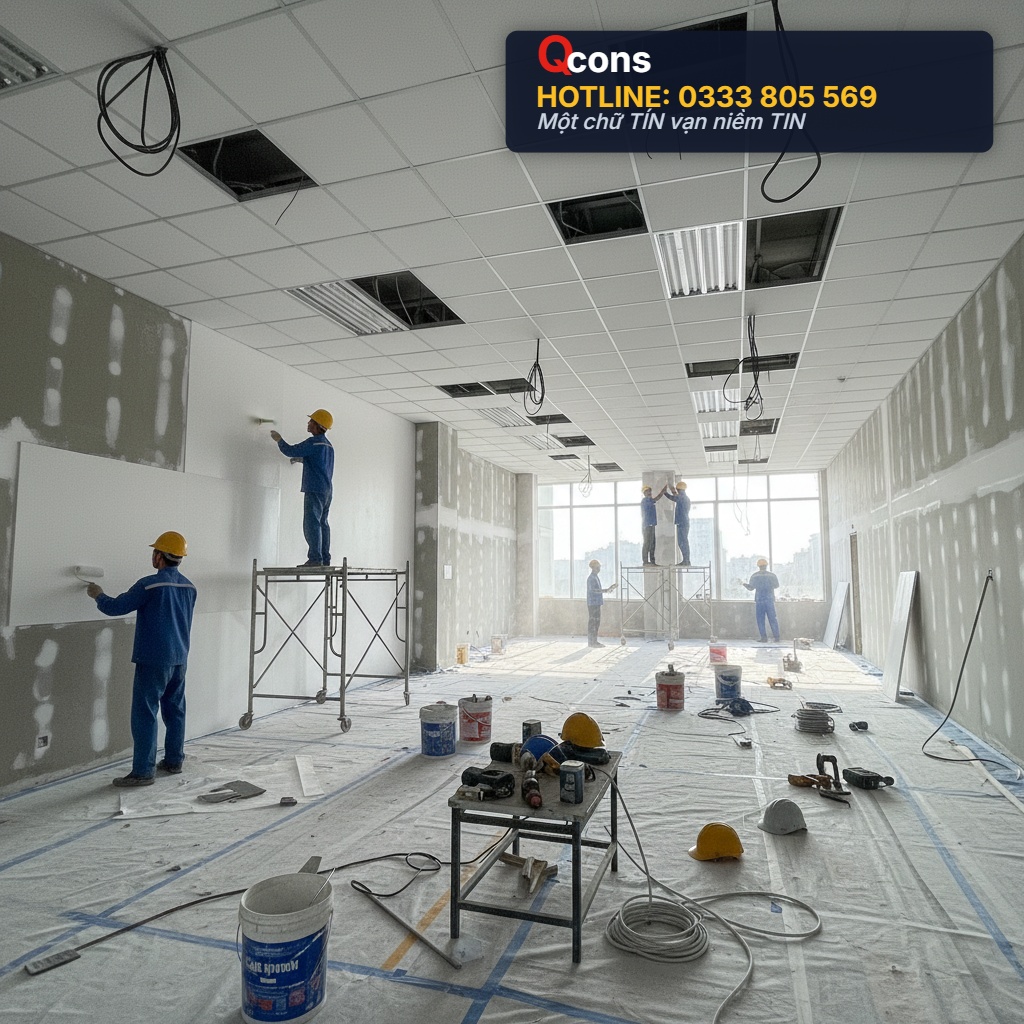 Thi công văn phòng cho thuê