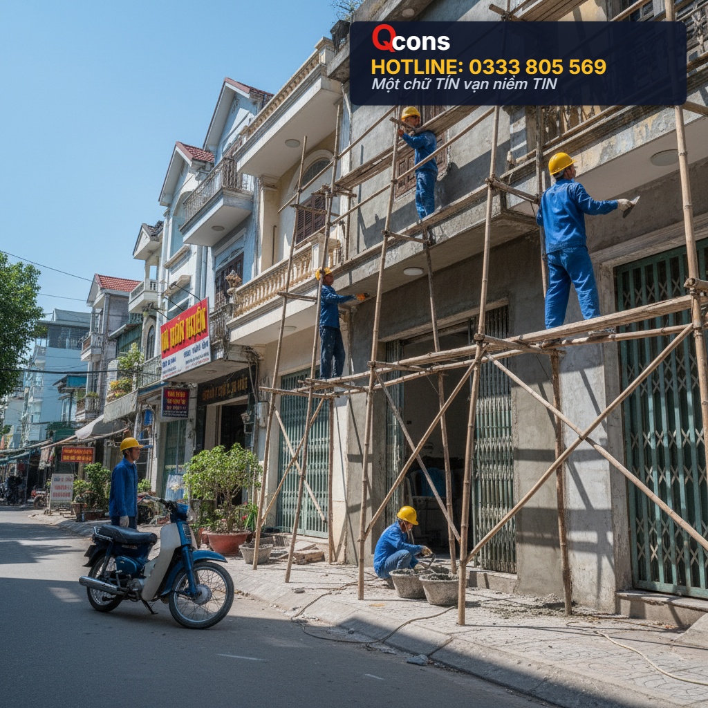 Thi công sửa chữa mặt tiền nhà phố